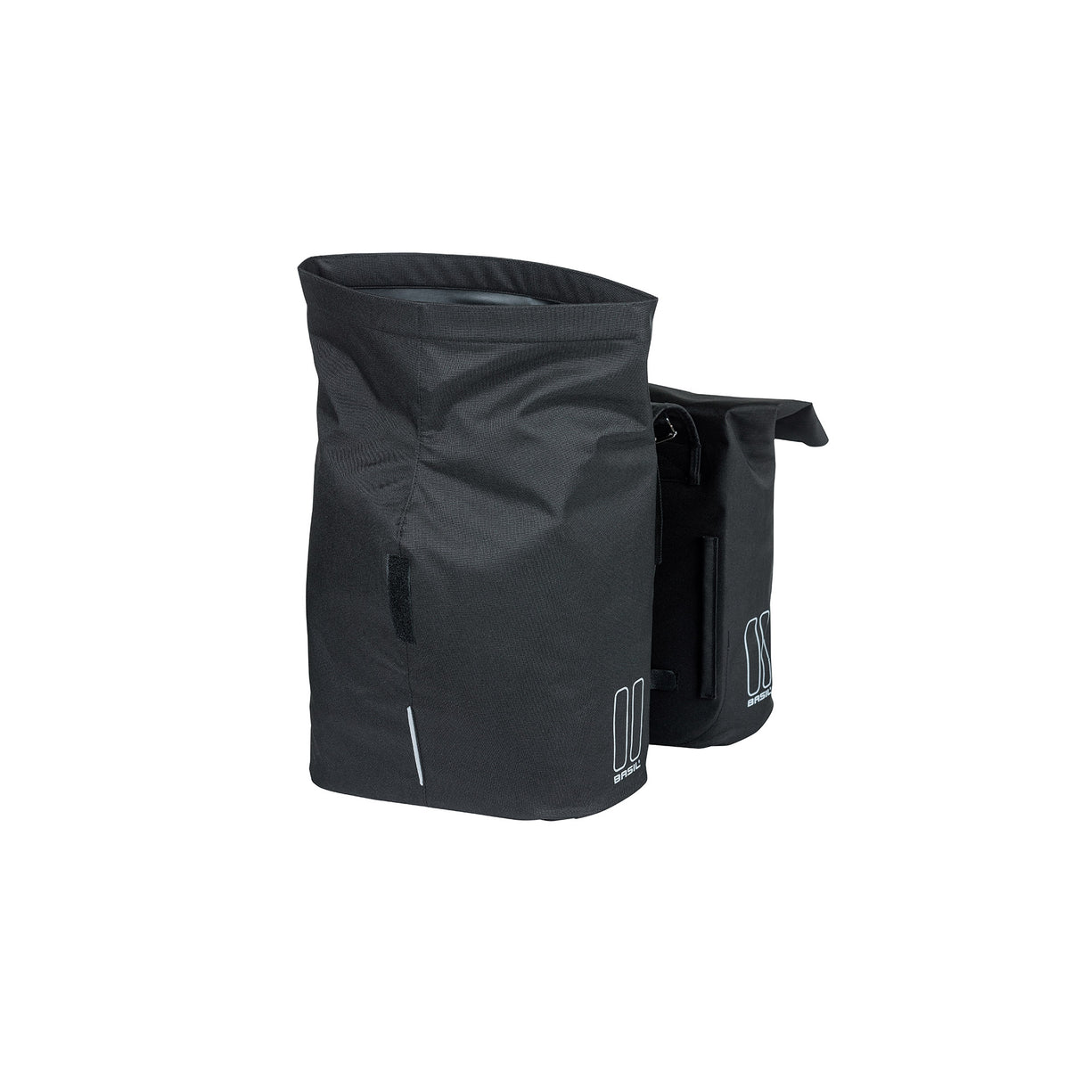 Basil City dubbele fietstas - waterafstotend polyester - zwart - Universal Bridge systeem - 28-32L