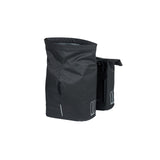 Basil City dubbele fietstas - waterafstotend polyester - zwart - Universal Bridge systeem - 28-32L