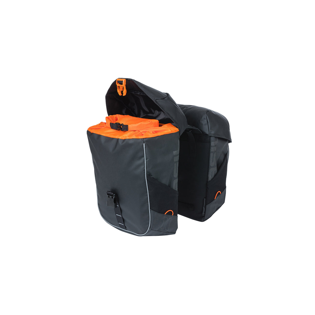 Basil Miles Tarpaulin - Dubbele fietstas, waterdicht, 34L, zwart oranje
