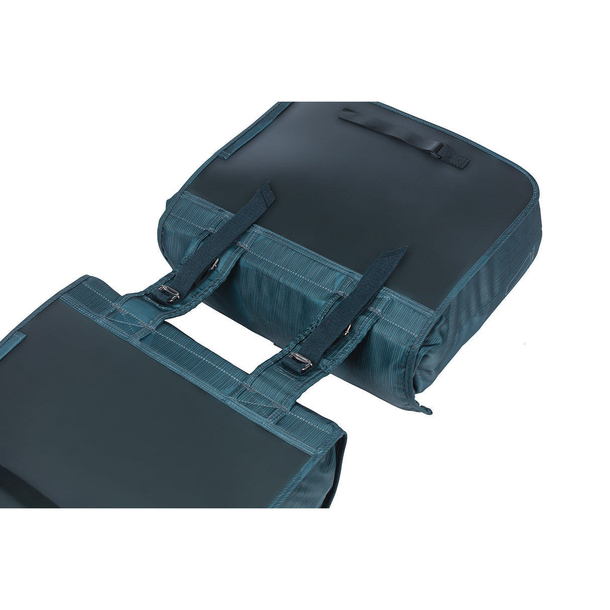 Basil Elegance dubbele fietstas, blauw, gerecycled PET, gevoerd, waterkerende sluiting, Universal Bridge, 40-49L