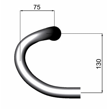 Deda stuurbocht zero-100 buitenmaats 44cm zwart