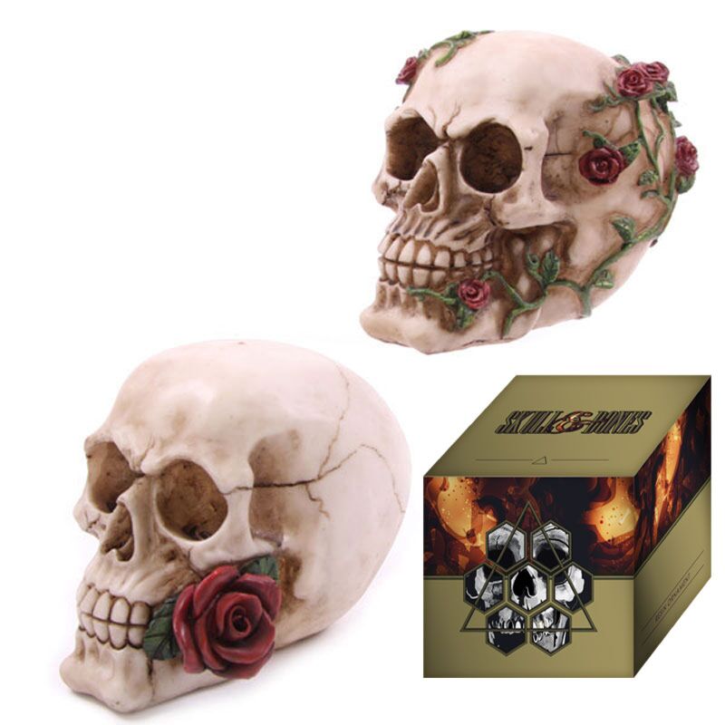 Schedel met rozen woonaccessoire