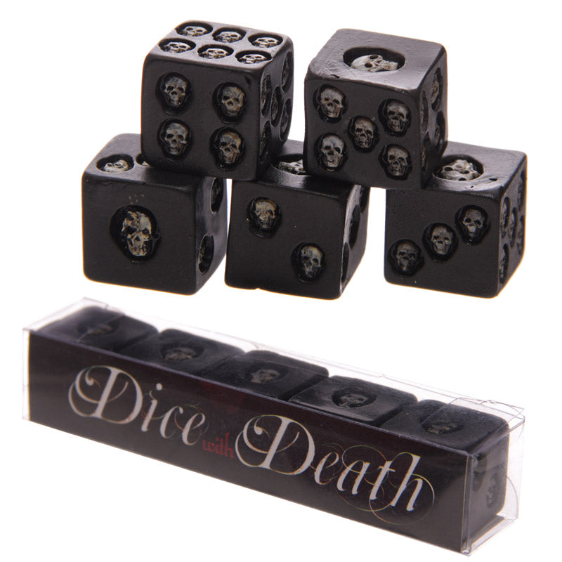 Zwarte schedel dobbelstenen set van 5