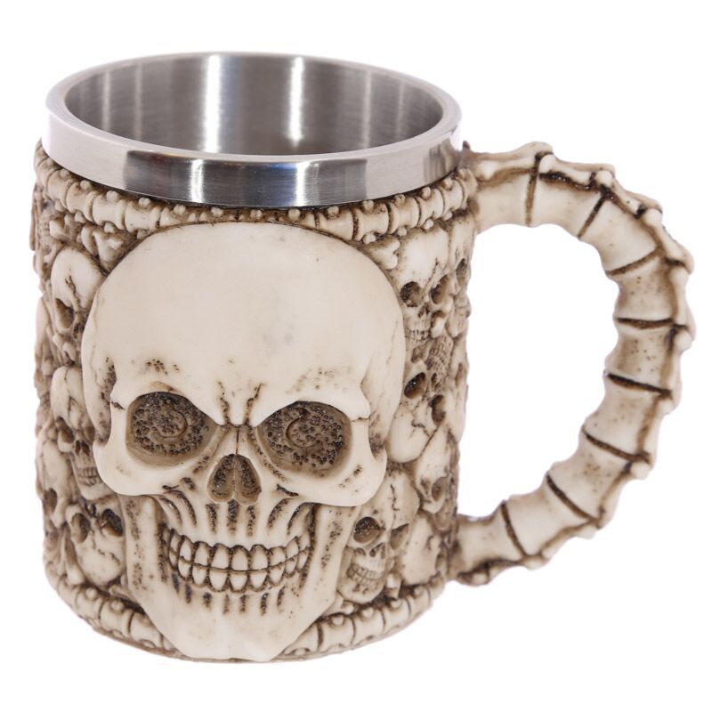 Schedels met schedel embleem decoratieve bierpul