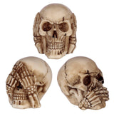 Set van 3 horen zien zwijgen schedels small woonaccessoire