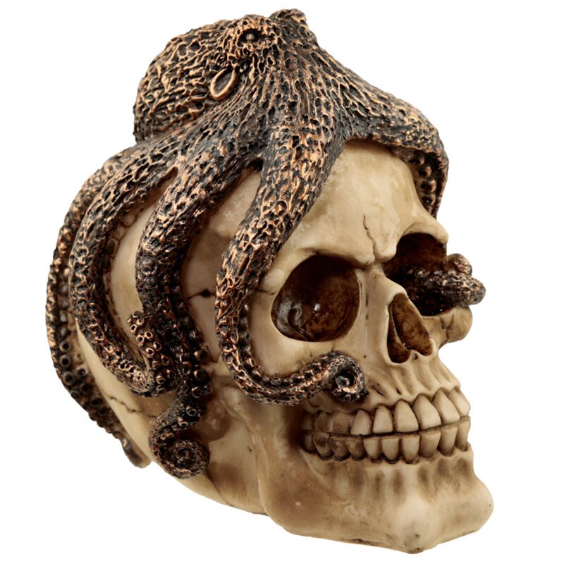 Bronskleurige octopus schedel woonaccessoire