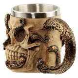 Bronskleurige octopus schedel decoratieve kroes