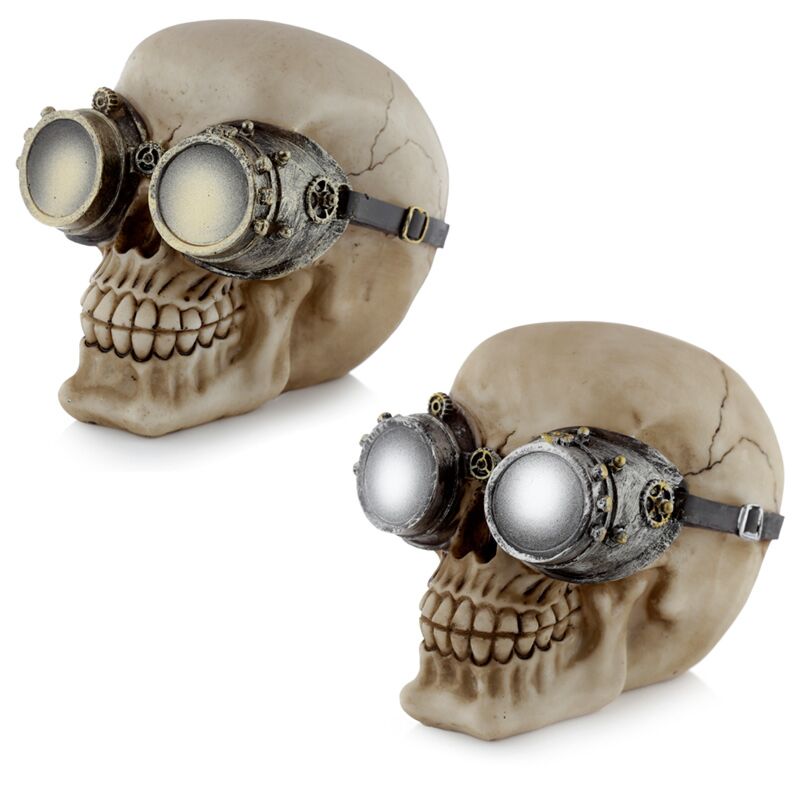 Steam punk stijl schedel met bril woonaccessoire