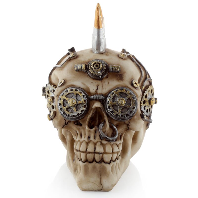 Steam punk stijl schedel met kogel mohican woonaccessoire
