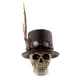 Steam punk stijl schedel met hoge hoed veren woonaccessoire