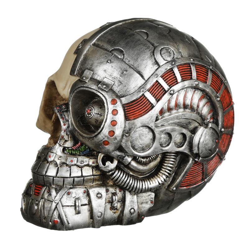 Steam punk stijl schedel met half robothoofd woonaccessoire