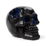 Zwarte kristalgrot schedel woonaccessoire