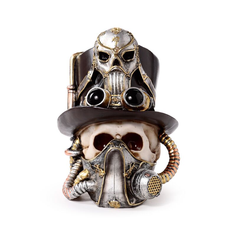 Steampunk schedel met gasmasker hoge hoed