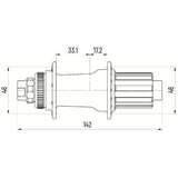 Miche achternaaf r-dx 16+8g shimano tx12 center lock zwart