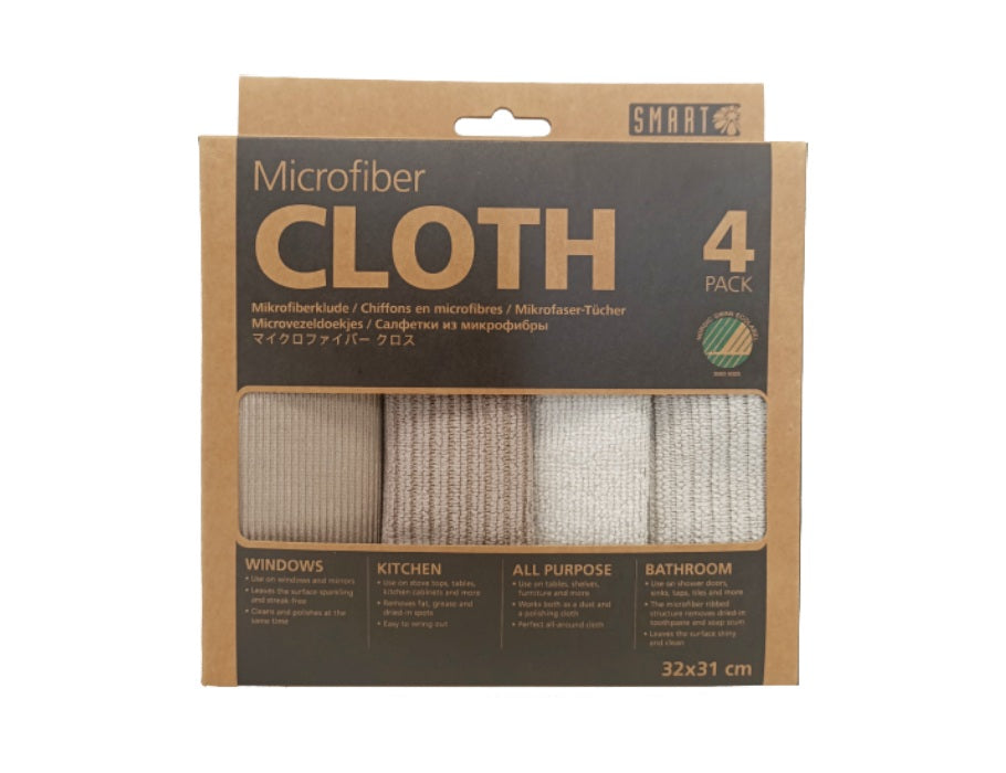 Smart microvezel schoonmaakdoekjes - grijs beige - 4st