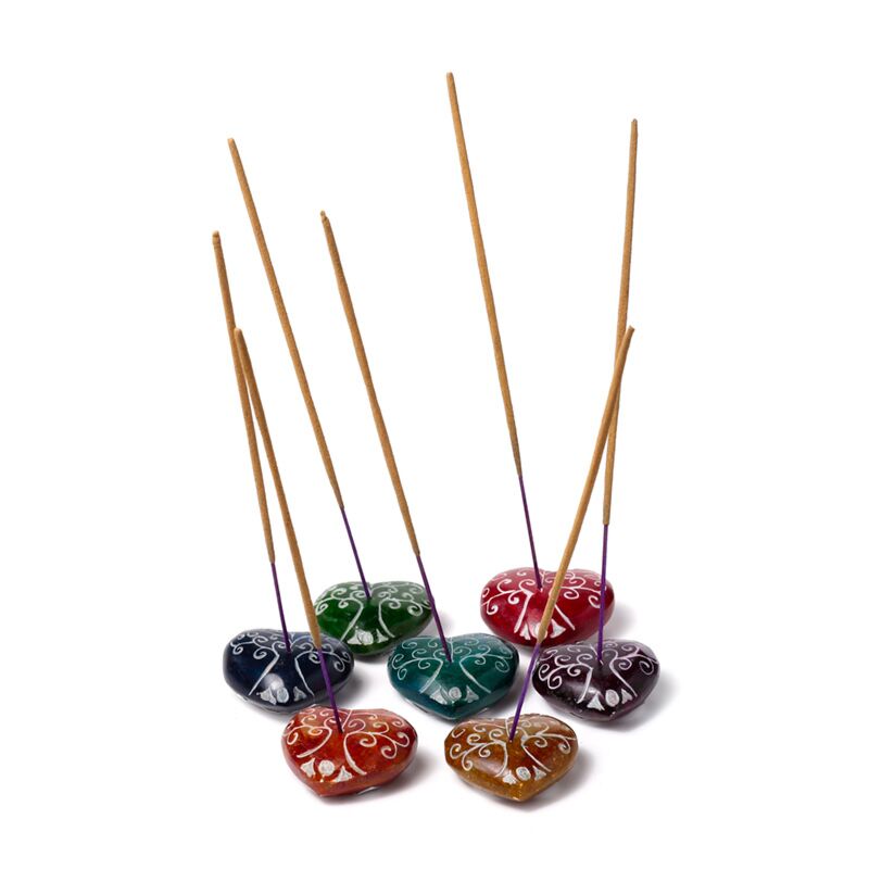 Zeepsteen chakra hart tree of life wierookstokjes houder