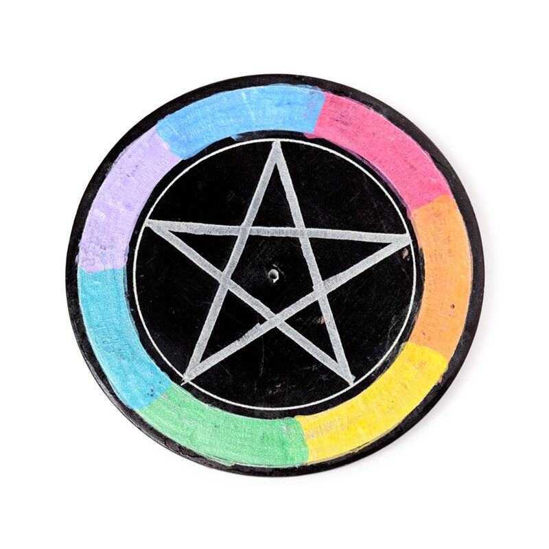 Zeepsteen chakra pentagram ster wierookhouder schaaltje
