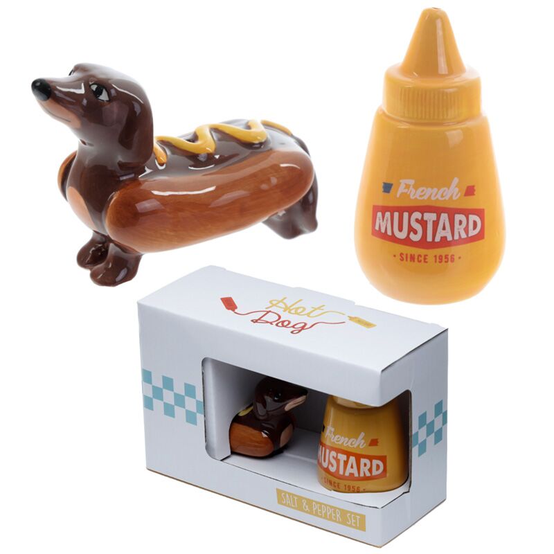 Worsenhond broodje mosterd peper- en zoutstel
