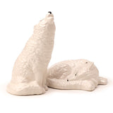 Witte wolf keramiek peper- en zoutstel