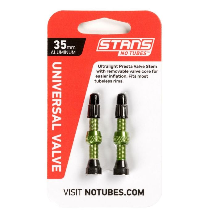 Stans stan's valve stem aluminium (pair) - universal, presta - green - 35mm