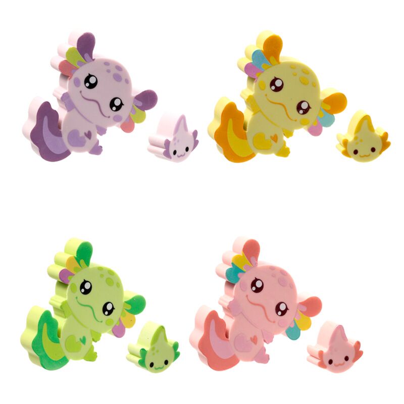 Set van 2 axolotl (salamander) gummen