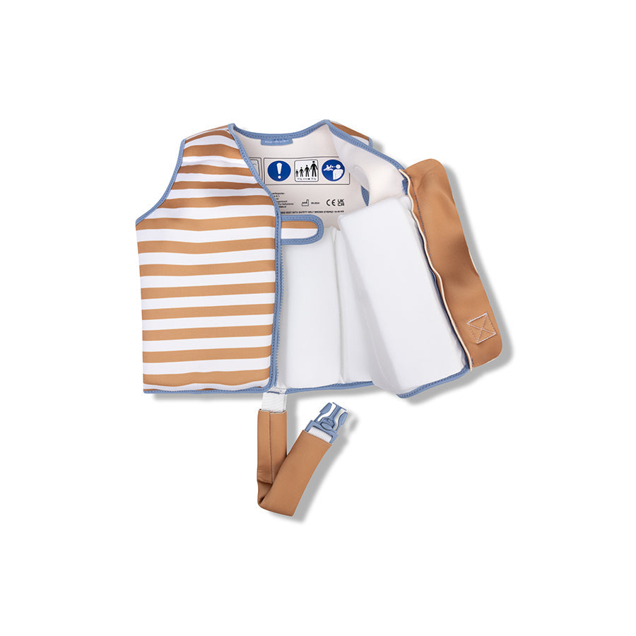 Softlines | bruin wit gestreept zwemvest 3-6 jaar
