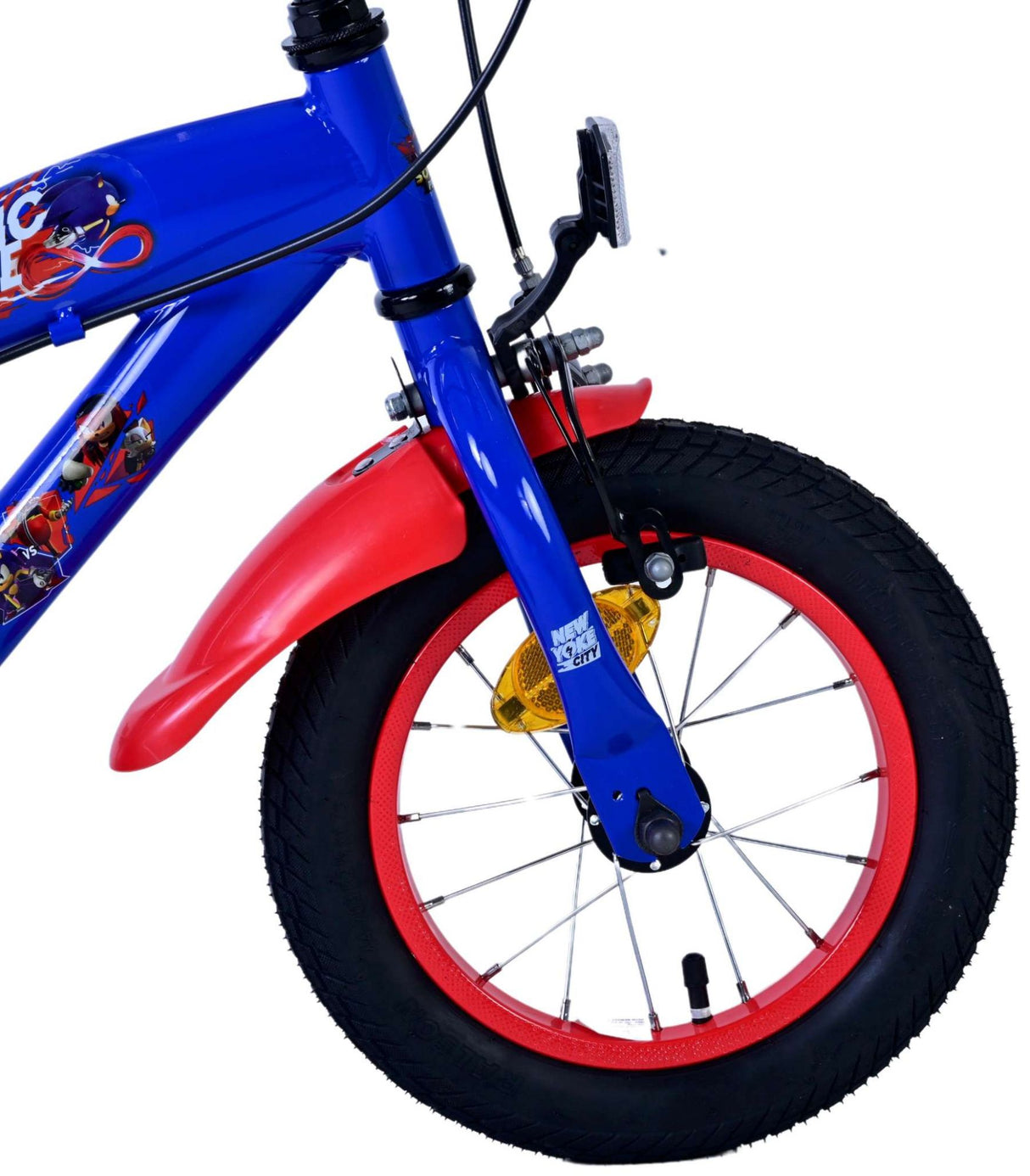 Sonic prime kinderfiets - jongens - 12 inch - blauw rood - twee handremmen