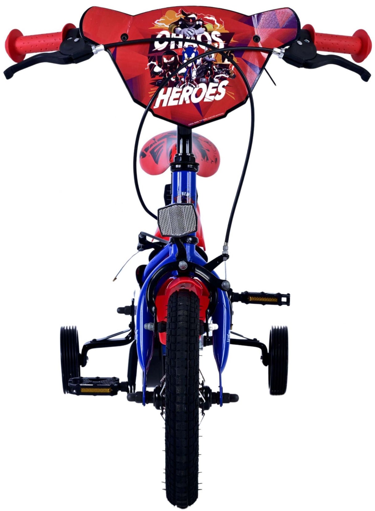 Sonic prime kinderfiets - jongens - 12 inch - blauw rood - twee handremmen