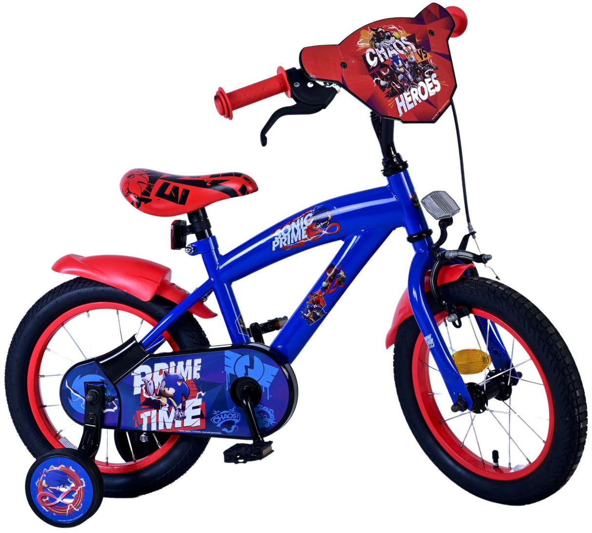 Sonic prime kinderfiets - jongens - 14 inch - blauw rood
