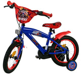 Sonic prime kinderfiets - jongens - 14 inch - blauw rood - twee handremmen