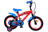 Spiderman ultimate spider-man kinderfiets - jongens - 14 inch - blauw rood - twee handremmen