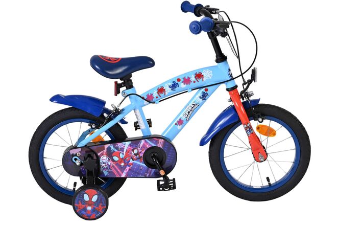 Spidey und seine tollen freunde spidey kinderfiets - jongens - 14 inch - blauw rood - twee handremmen