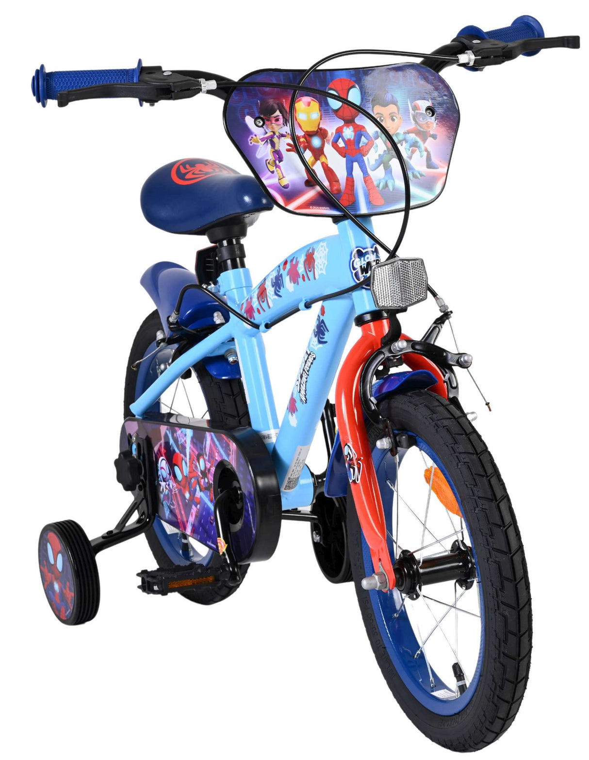 Spidey und seine tollen freunde spidey kinderfiets - jongens - 14 inch - blauw rood - twee handremmen
