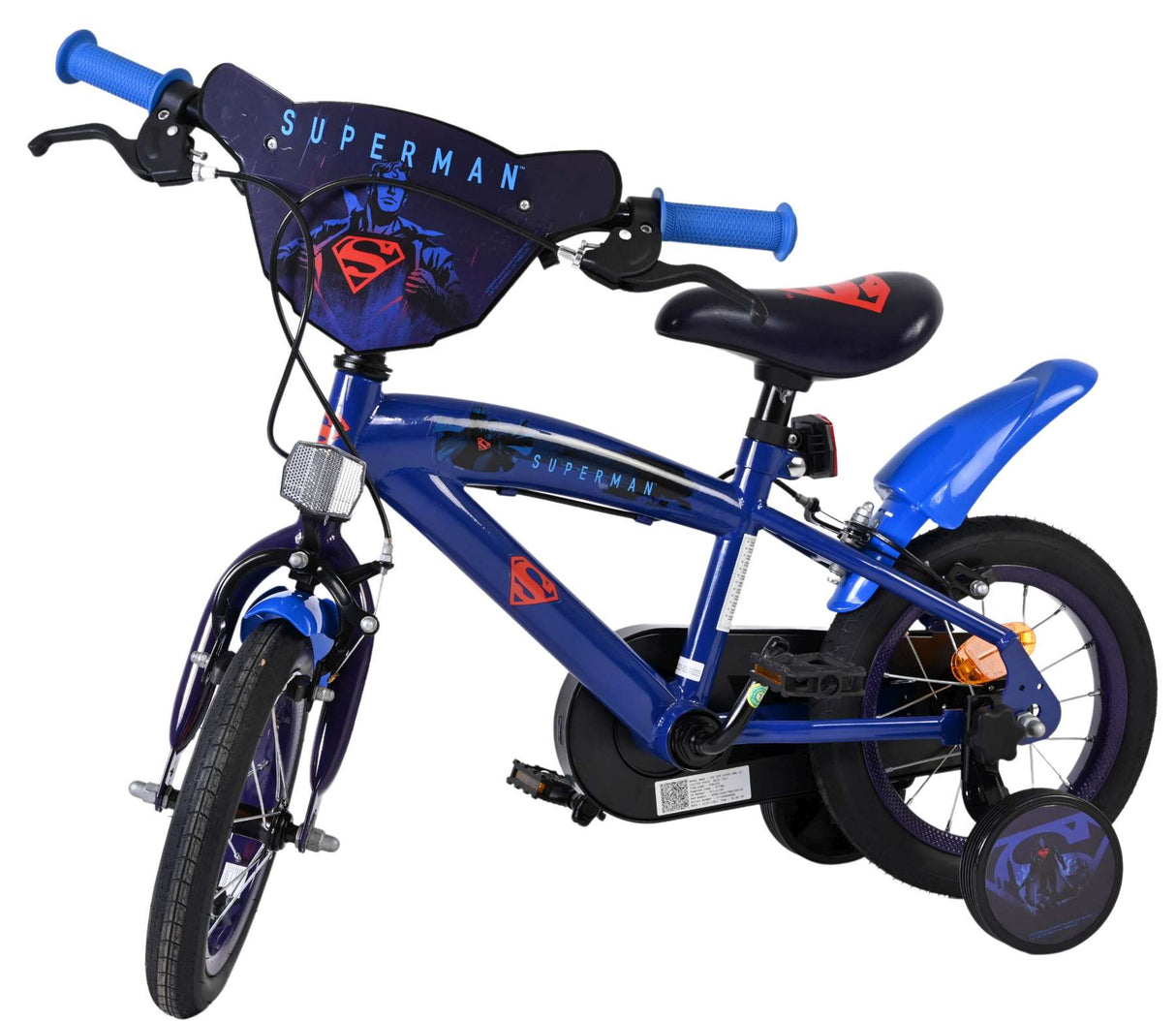 Superman kinderfiets - jongens - 12 inch - blauw - twee handremmen