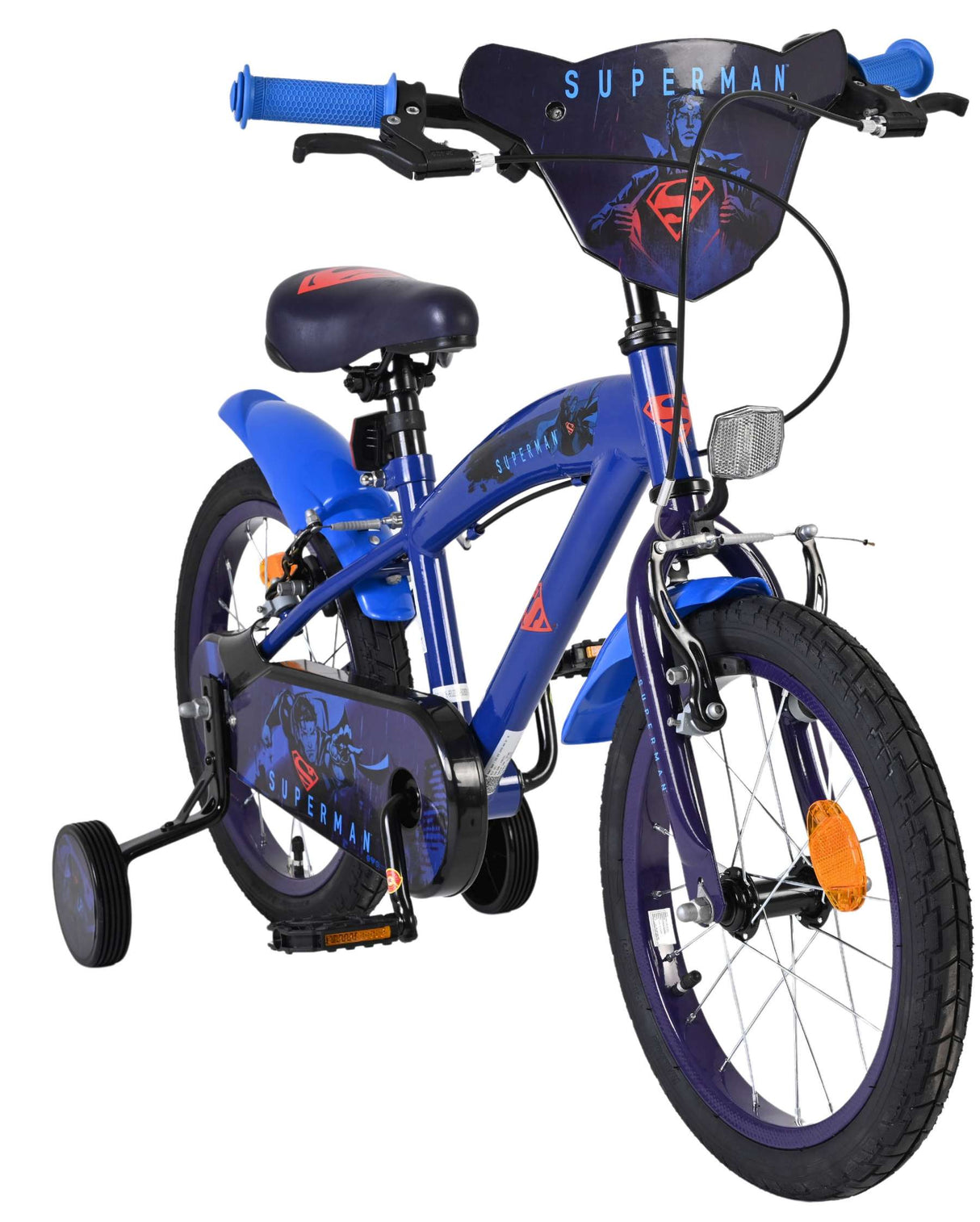 Superman kinderfiets - jongens - 16 inch - blauw - twee handremmen