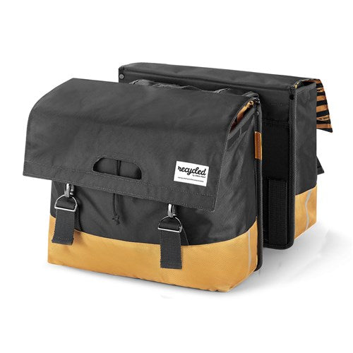 UrbanProof Urban Proof dubbele fietstas zwart geel 40L