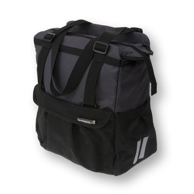 Basil Shopper XL - sportieve en trendy fietstas voor boodschappen en strand, zwart antraciet, 20L