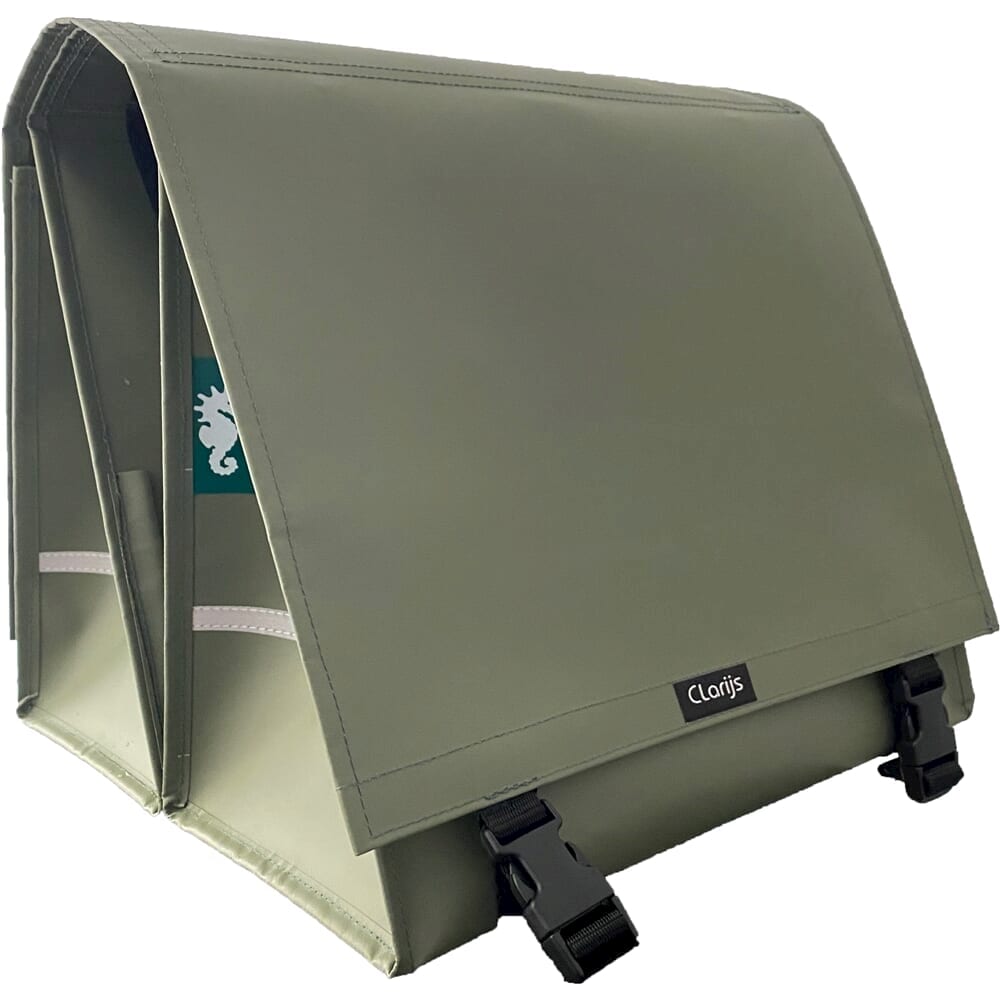 Clarijs fietstas dubbel xl pvc 46l met onderzijde mat olijf