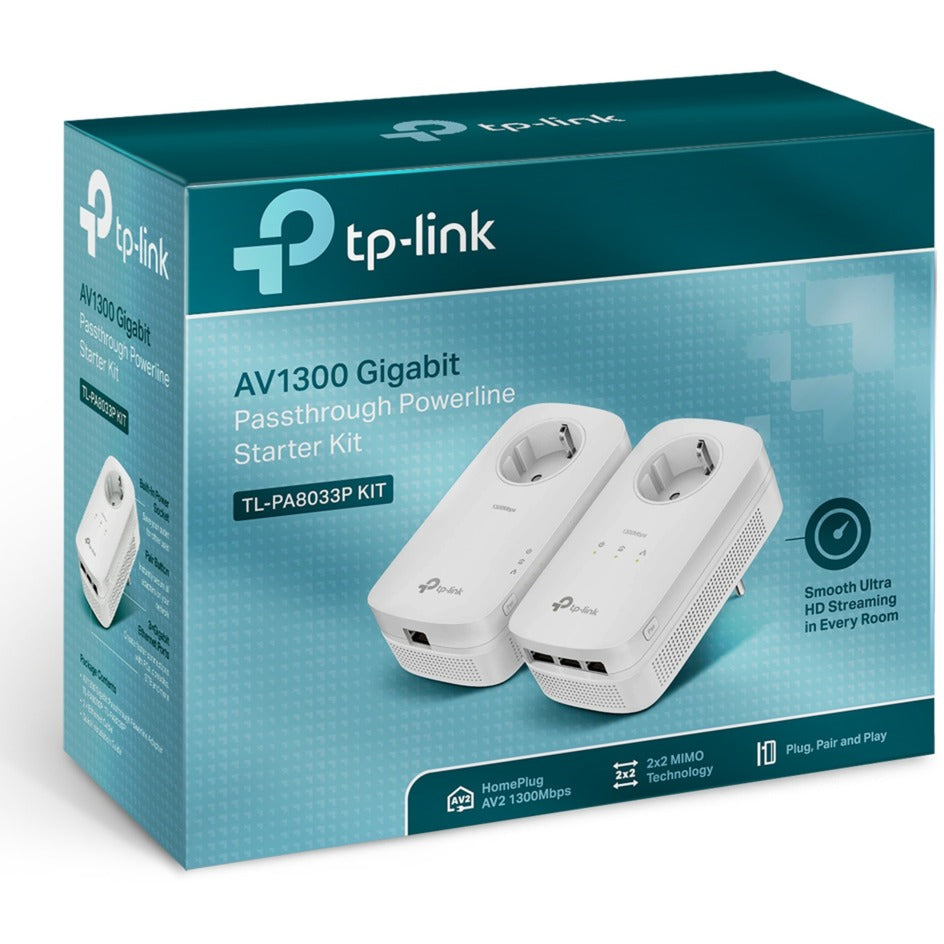 TP-Link TL-PA8033P KIT AV1300 3-poorts Gigabit Passthrough