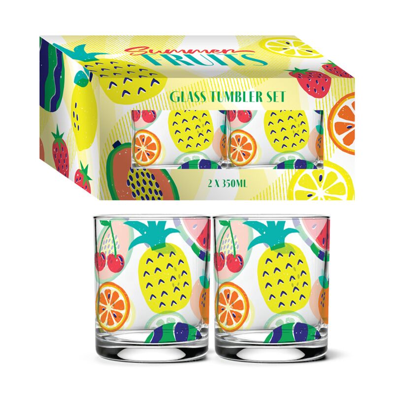 Zomer fruit set 2 glazen drinkglazen 350ml