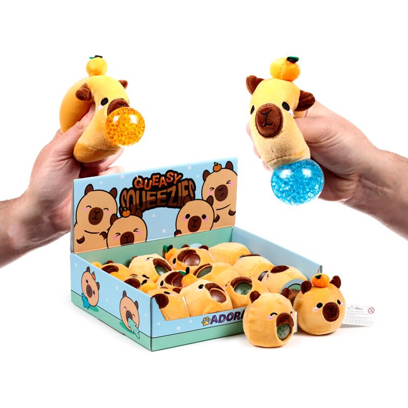 Queasy squeezies adoramals capibara pluche knijp speelgoed