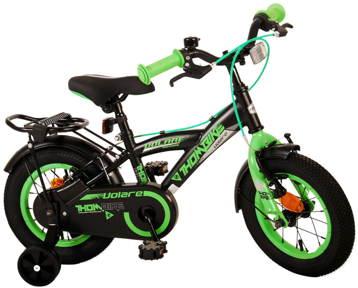 Volare Thombike Kinderfiets Jongens 12 inch Zwart Groen Twee Handremmen