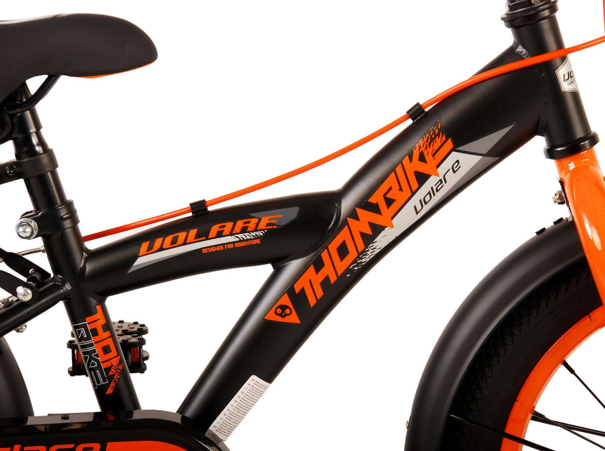 Volare Thombike Kinderfiets Jongens 16 inch Zwart Oranje Twee Handremmen