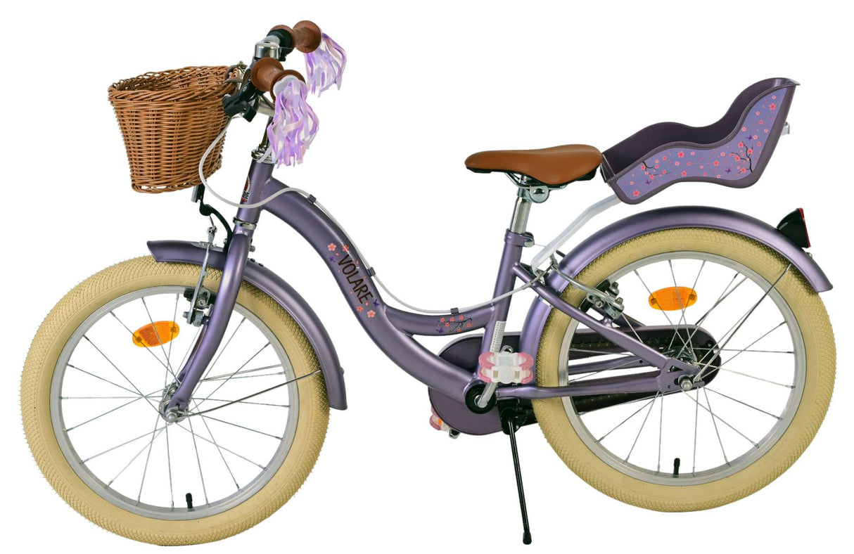 Volare bloesem kinderfiets - meisjes - 18 inch - paars - twee handremmen