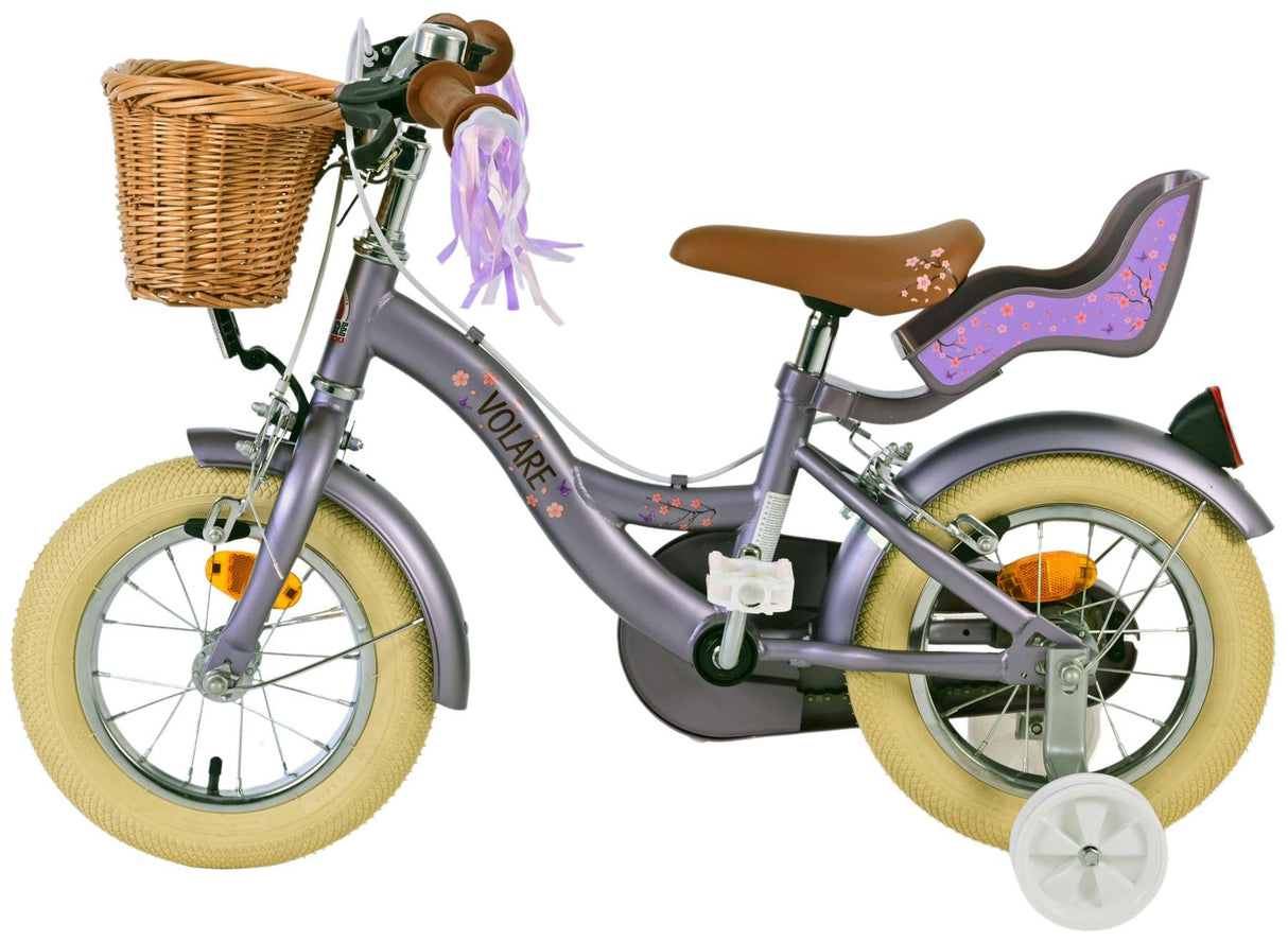 Volare blossom kinderfiets - meisjes - 12 inch - paars - twee handremmen