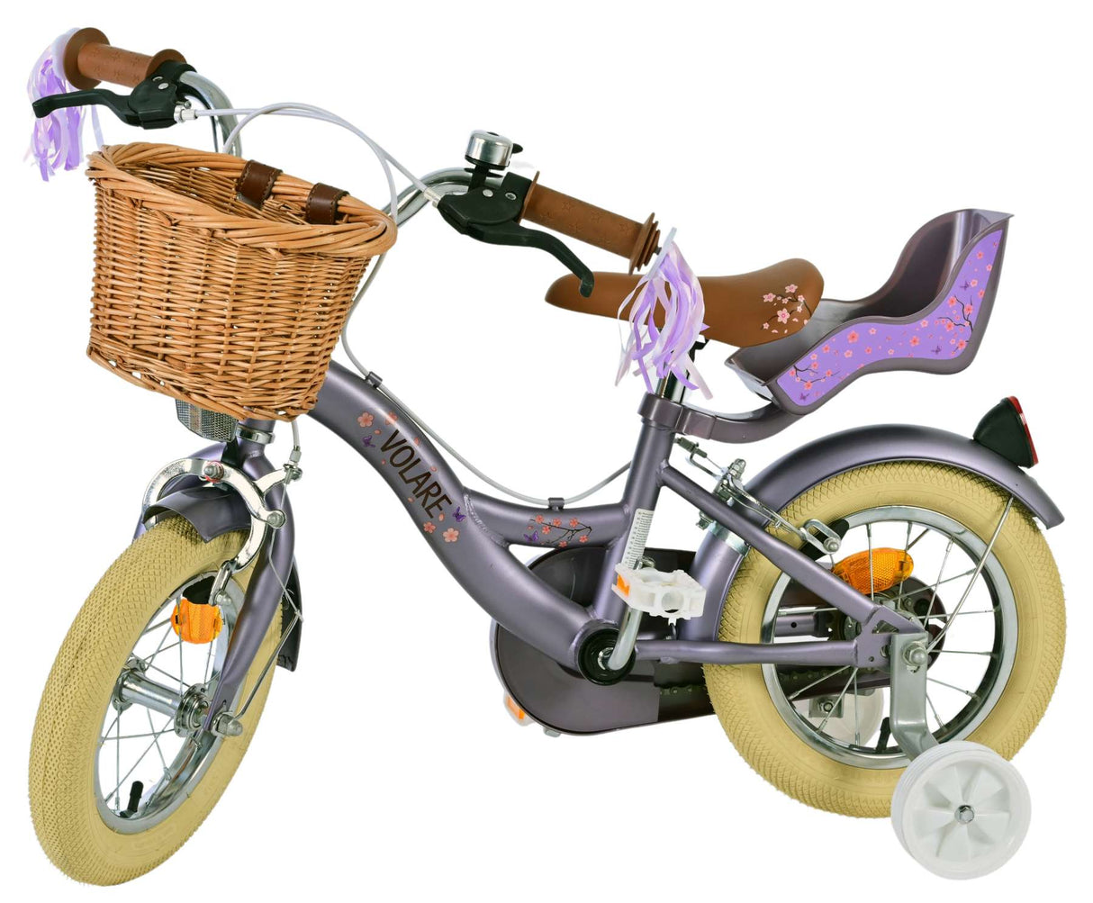 Volare blossom kinderfiets - meisjes - 12 inch - paars - twee handremmen