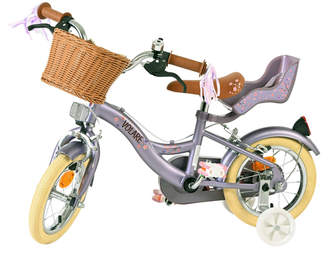 Volare bloesem kinderfiets - meisjes - 12 inch - paars - twee handremmen