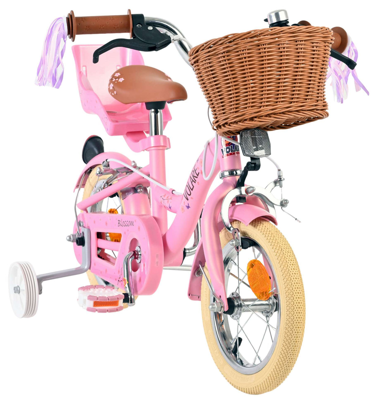 Volare bloesem kinderfiets - meisjes - 12 inch - roze - twee handremmen