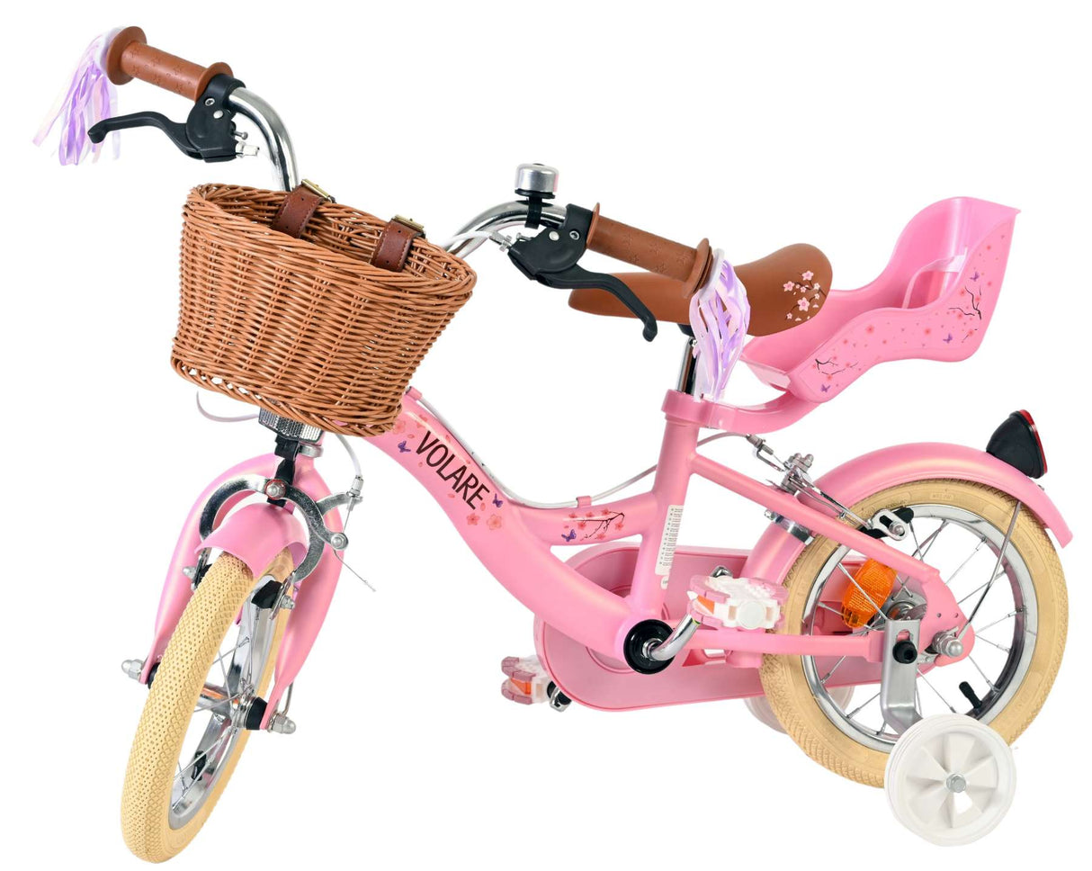 Volare bloesem kinderfiets - meisjes - 12 inch - roze - twee handremmen