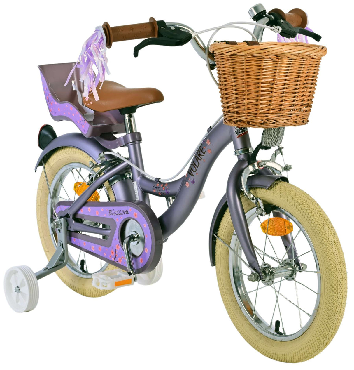 Volare blossom kinderfiets - meisjes - 14 inch - paars - twee handremmen